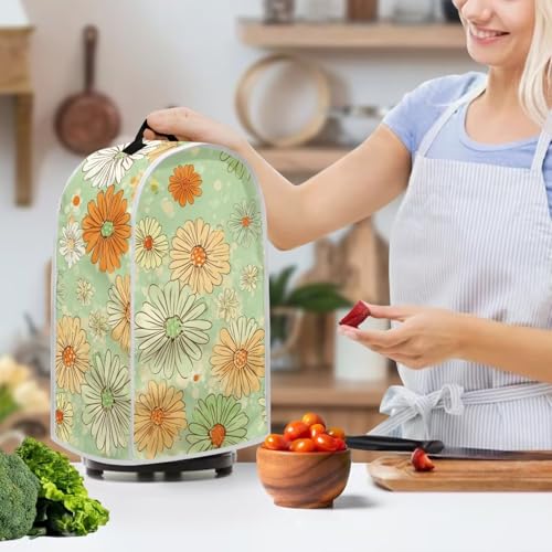 Image of Talayituse Cute Green Daisy Print Blender Dust Cover, Fingerprint Protection Cover for Stand Mixer or Coffee Machine, Home Kitchen Appliance Covers for Stain Dust Resistant Supplies