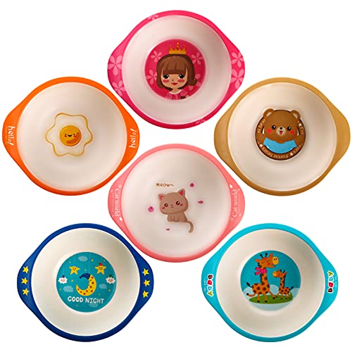 Zeayea Set Of 6 Kids Bowls, 8 Oz Durable Kids Cereal Bowls, Bpa Free Cute Snack Bowls Stackable Bamboo Dinnerware For Serving Soup, Pasta, Fruit, Ice Cream, Cereal, Snacks, Dishwasher Safe #TOP7