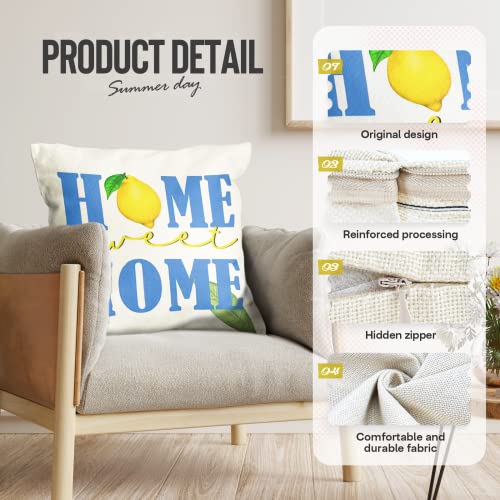 Onerisly Spring Summer Pillow Covers 18X18, Home Lemon Blossom Farm Spring Pillow Covers 18X18 Pillow Cover Set Of 4, Outdoor Pillow Covers For Summer Decor, Home Decorations #TOP1