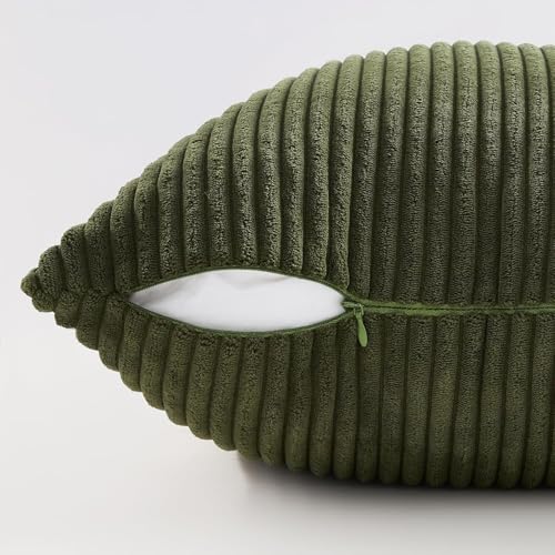 Housse de coussin 40x80 vert olive en velours doux pour dos sensible - 6