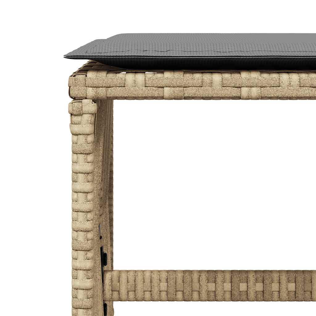 Taboret ogrodowy zestaw 4 poduszek z polirattanu 41 x 41 x 36 cm
