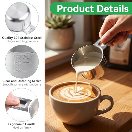 6 Piezas Vaso Medidor 180 ml Acero Inoxidable miniatura 3