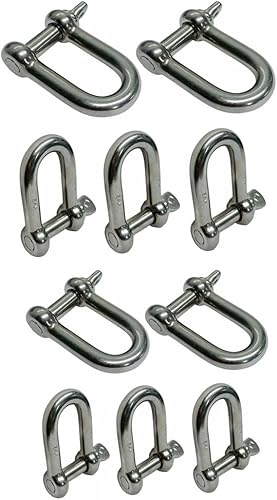 10 pieza 5/32" Cadena D Grillete de acero inoxidable con tornillo Pin 150 Lb