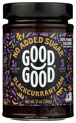 GOOD GOOD Blackcurrant Jam - No Added Sugar - Low Calorie - Gluten Free and Vegan - Diabetic and Keto Friendly - 12oz / 330g (Pack of 1)