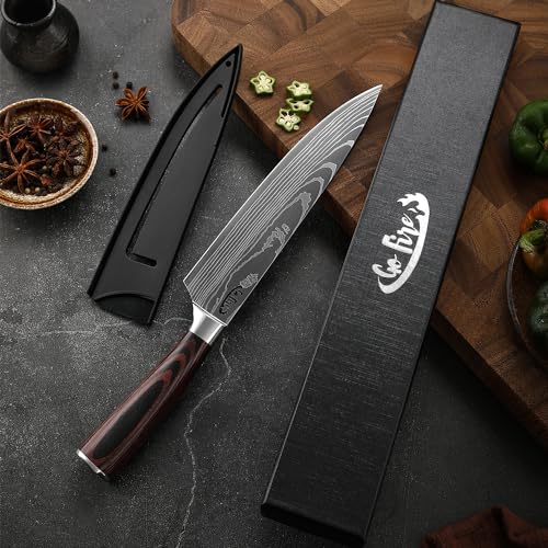 Gofire 8 Inch Chef Knife Ultra Sharp High Carbon Stainless Steel Kitchen Knife Slicing Dicing Carving Knife Ergonomic Pakkawood Handle Multipurpose For Home And Culinary Use Gift Box Included - 2