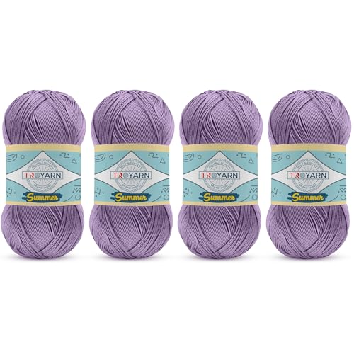 Image of Yarn for Crocheting & Knitting - 4 Skeins (4x383 Yds) (105622 - Aster Flower) - 100% Microfiber Acrylic for Craft Projects