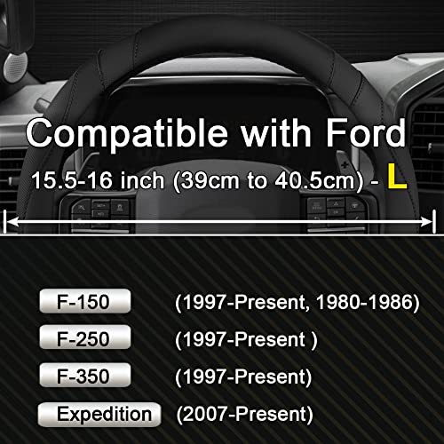 Image of West Llama Customized Auto Car Steering Wheel Cover for Ford F-150, F-250, F-350, Expedition (Black)