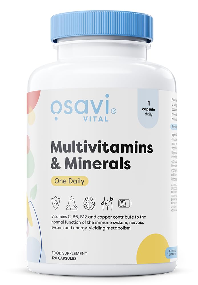 Osavi Multivitamin & Minerals OneDaily – 120 Capsules | Supports Energy Metabolism, Nervous System & Immune Function | Unique Blend of Vitamins, Minerals & BioPerine® for Enhanced Absorption
