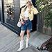 HISEA Rollda Cowboy Boots for Women Western Cowgirl Boots with Chunky Heel Ladies Snip Toe Mid-Calf Boots White Size 7