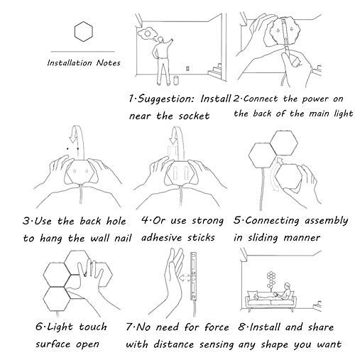 Luci decorative da parete fai da te Innovativa forma esagonale Mood Night Light Lampada per atmosfera domestica per camera da letto Soggiorno Decorazione 100 V-240 V(7 Lights) - Illuminazione - Immagine 2
