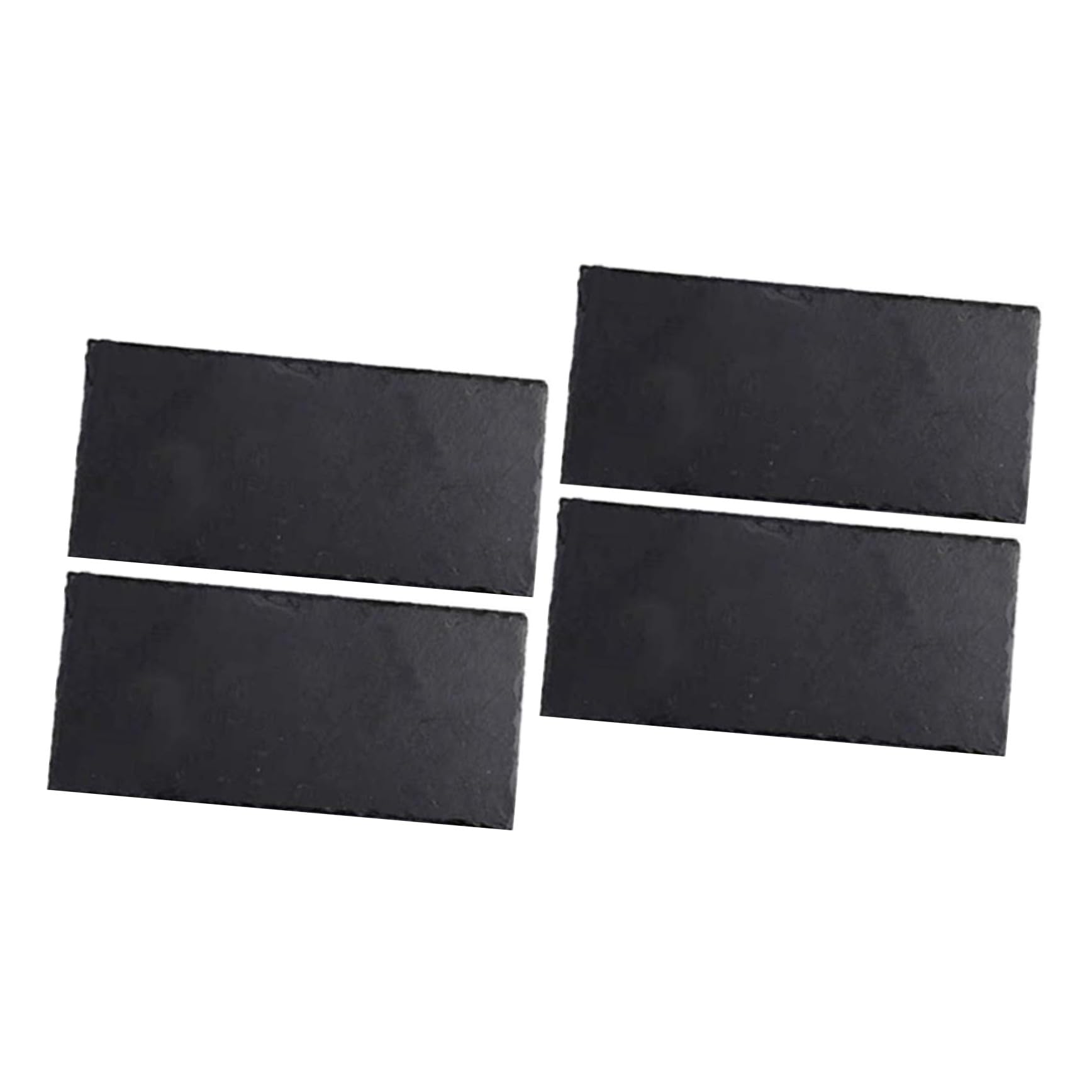 Assiette à Sushis en Ardoise Naturelle Noire, Lot de 4, Rectangulaire