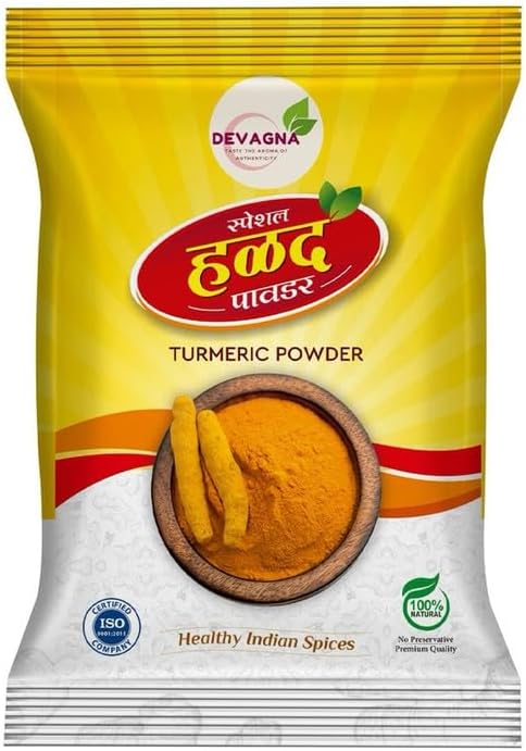 Devagna Products® Organic Turmeric Powder 500g | Food Turmeric Powder | Organic Turmeric Powder | Pure Haldi Powder | Shelf Life 365 Days | Ideal for Eating, Drinking, Cooking