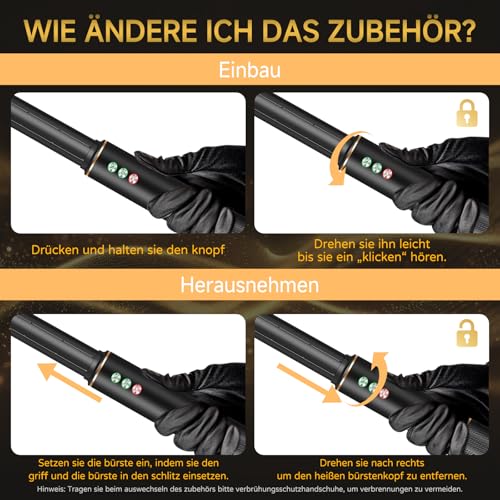 LaifuTu Neues Upgrade 5 In 1 Lockenstab, Rundbürstenföhn mit 5 Ersatz, Multifunktions mit Ionen Technologie Föhnbürste, 3-Gang Regelbar Lockenstab Automatisch, Hairstyler für Glätte, Locken & Volumen