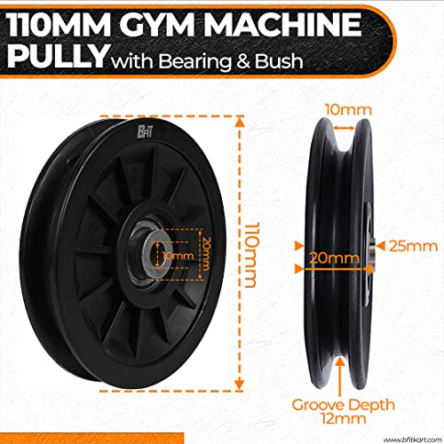 Image of B Fit ABS Plastic Gym Pulley with inbuilt Bearing and Bush- Heavy Duty Wheel Cable Gym Fitness Equipment Replacement 4 Pcs (110 MM-4 Pcs) | Gym Machine Attachment