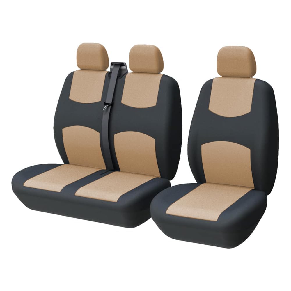 Sponsored Ad – TOYOUN Van Seat Covers Two-Tone Universal Fit Most Vans Trucks Lorry Front Seat Cover Single & Double Car Seat Covers for Single Driver and Double Passenger Seat 2+1 Car Seat Accessories Black & Beige