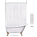 Riyidecor Clawfoot Tub Chevron Shower Curtain 180x70 Inch All Around Bathtub Wrap Around White Herringbone Round Freestanding Surround Oval Polyester Fabric Extra Wide Panel 32 Metal Hooks