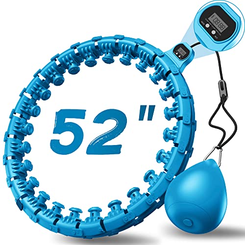 HIAGE Weighted Fitness Circle Fit Pilates Circles for Adults Weight Loss with 24 Detachable Knots Adjustable Smart Sport Circle 2 in 1 Abdomen Fitness Message