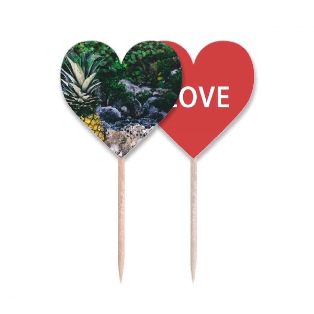 Cure-dents drapeau amour cœur PineFruit pour décoration de cupcake