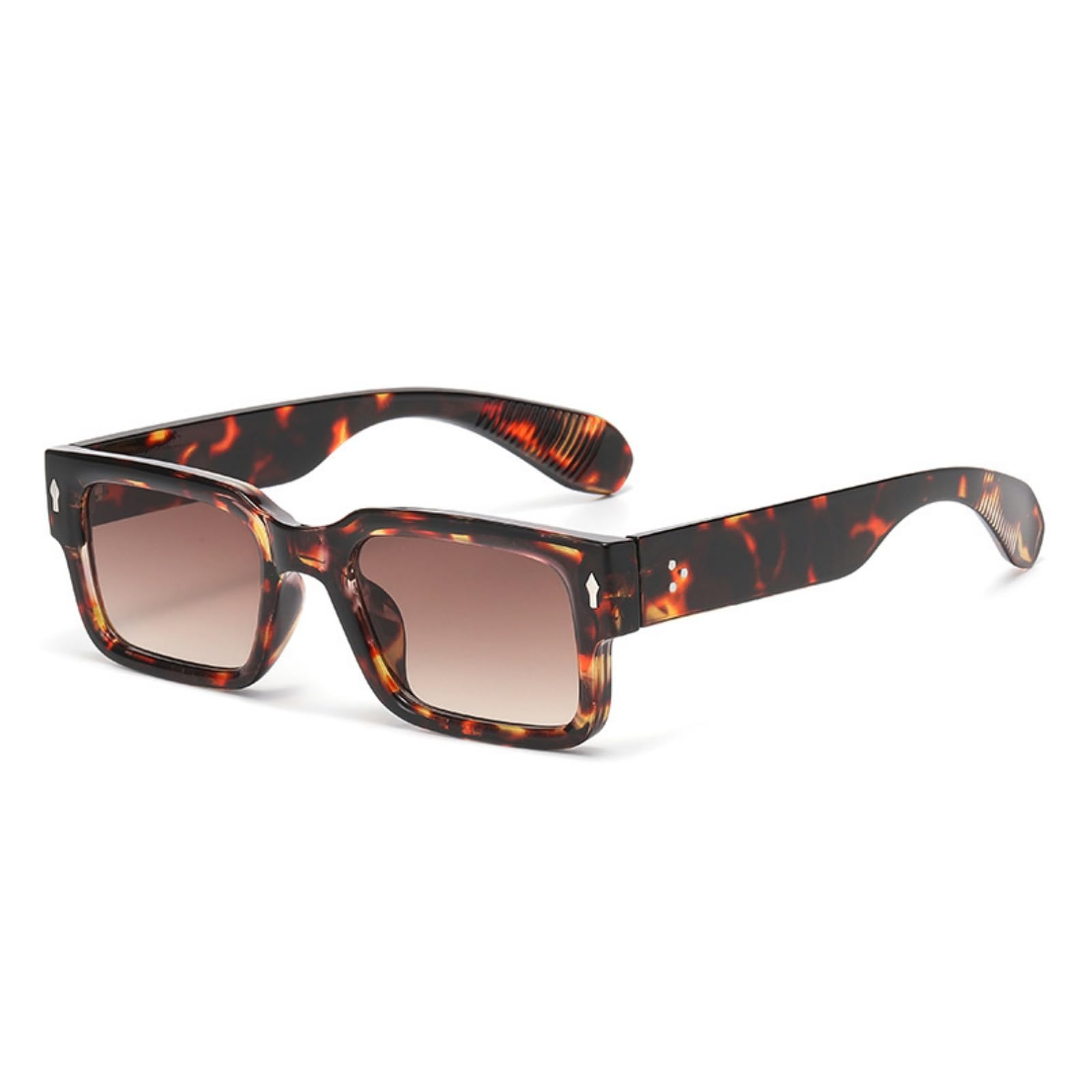 ASYHV Vintage rechteckige Sonnenbrille für Männer und Frauen mit UV-Schutz,Schwarzer Rahmen