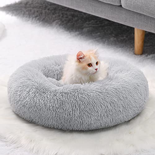 YOJOGEE Small Cat Bed for Indoor Cats Self-Warming Donut Kitty Bed for Small Cats Keeping Warm Washable Pet bed with Anti Slip Base