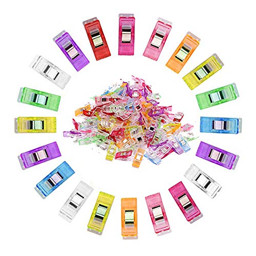 100 Pcs Multipurpose Sewing Clips Assorted Colors Fabric Clips,2 Size Craft Clips for Sewing Binding,Crafts Project,Hanging,Crochet and Knitting