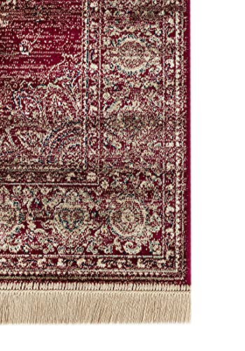Carpeto Rugs Teppich mit Fransen Orientalisch in Rot - Wohnzimmer Schlafzimmer - Klassisch Orient Muster dicht gewebt… – Bild 6
