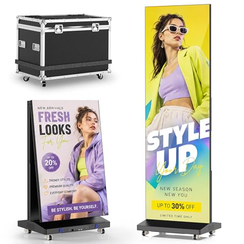 Image of 80″ P1.86 LED Digital Signage Flexible Spliceable Screen, Mobile Phone&Computer Software Remote Releasewith WiFi HDMI /USB Input Auto Media Player LED Full Poster Screen Black 1-Pack