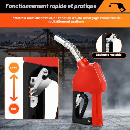 RibasuBB Pompe diesel auto-amorçante - Puissance : 3600 l/h - Pompe d'aspiration à huile + buse automatique 60 l/min avec tuyau d'entrée de 2 m - Tuyau d'écoulement de 4 m – vue 6