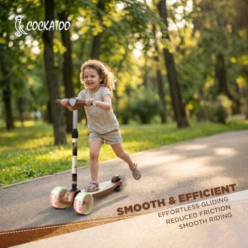 Image of Cockatoo Little Bus Buddy Kick Scooter for Kids 2-12 Years, Kids Scooter with 40MM in PP+PU LED Wheel, 4 Adjustable Height Scooter, Upto 50 Kg (Brown)