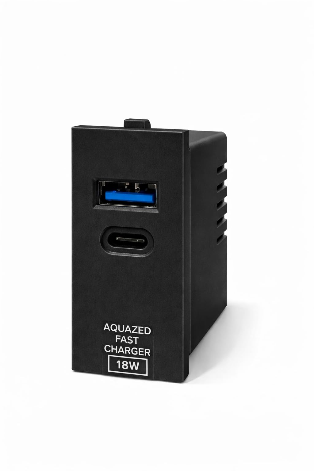 USB Charger MODULER Socket Roma Model Plate Fast Charger QC PD 3.0 Dual Port White and Black Color (18 WATT Black)