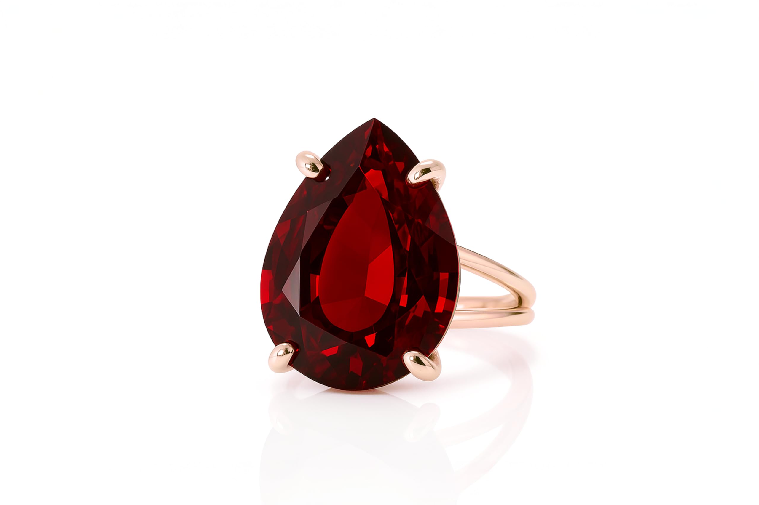 Espectacular Anillo de Granate en Plata 925 - Anillos de Lágrima para Mujer - Anillo de Compromiso, Anillo de Boda, Anillos de Moda Hechos a Mano - Joyería Artesanal