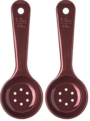 Carlisle FoodService Products 496101 Cuchara perforada de control de porciones de mango corto, 1.5 onzas, marrón rojizo (paquete de 2)