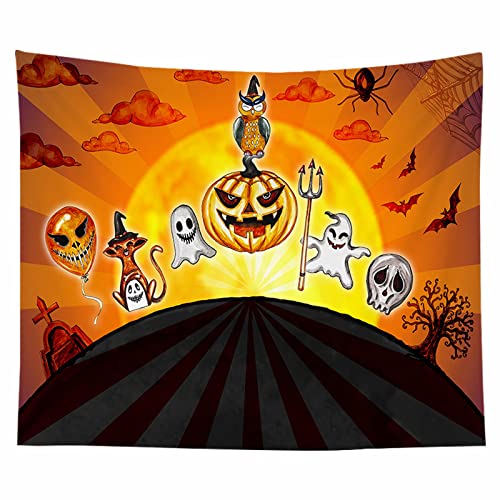 Tapisserie murale simple Isdreem 150x200cm tissu orange déco Halloween