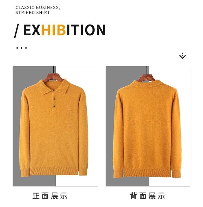 Men's Lapel Collar Long Sleeve Loose Fit Sweater Knitted Solid Color Pullover Jumper2