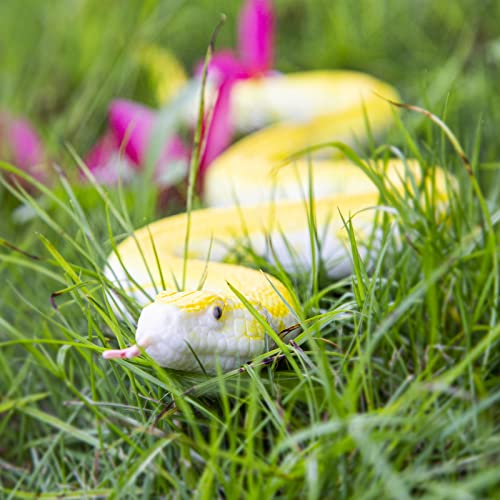 Gefälschte Schlangen Spielzeug Weiche Gummischlangenfigur Gartenschlange Vögel erschrecken Eichhörnchen Python Schlange Spielzeugfiguren Stressabbau Spielzeug Halloween Streich Requisiten (Python)