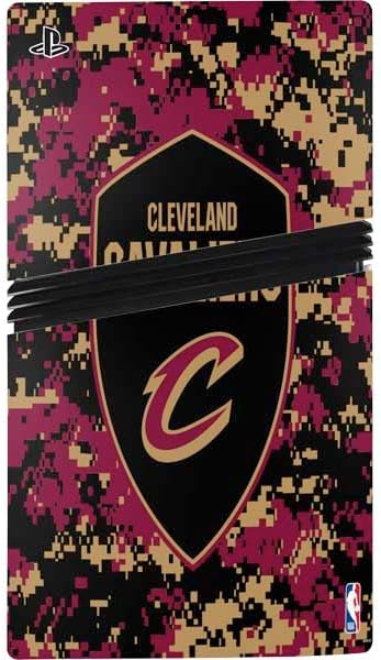 Skinit Decal Gaming Skin Compatible with PS5 Pro Bundle - Officially Licensed NBA Cleveland Cavaliers Digi Camo Design
