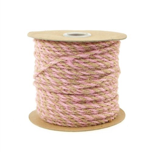PoshNPretty Jute Twine Cord Ribbon Bi-Colored, Two-Tone, 5/64-Inch, 50 Yards (Pink)