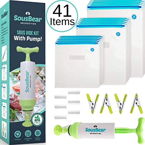 Sous Vide Bags 30 Reusable Vacuum Food Sealer Bags for Anova, Joule Cookers
