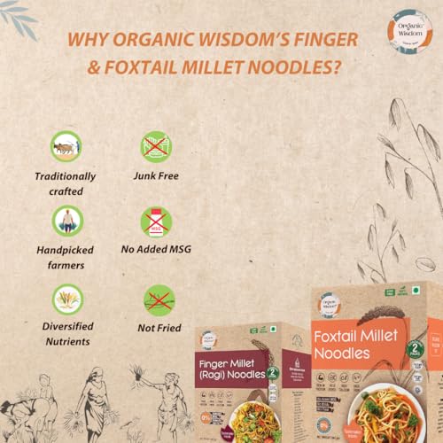 Image of Wisdom Roots Ragi & Foxtail Millet Noodles Combo Pack, 384g each |Tastemaker Inside | No Maida, MSG or Refined Oil|Rich in Calcium, Protein & Fiber|Healthy Instant Noodles