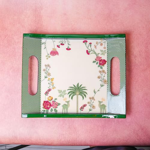 Image of CRAF10 Ceramic Handcrafted Blossom Breeze Small Tea Set - 1 Kettle (350 ML), 2 Cups (160 ML), 1 Bowl (for Sugar or Snacks), 1 Tray | Microwave & Dishwasher Safe | Teapot | Gifting Option