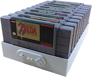 SNES Game Cartridge Stand for Super Nintendo, Dust Protector Sleeve, Holds 9 Games, Custom 3D Printed Display Rack, Console Storage Organizer (Teal)