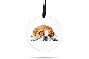 WIRESTER Hanging Ornament for Christmas Tree Holidays, English Bulldog Dog Lying Down Looking Up