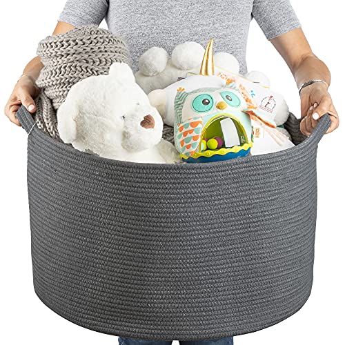 Dark Gray Storage Basket - 22”X14” - Toy Bin | Toy Basket & Towel Basket | Large Basket For Blanket #TOP9