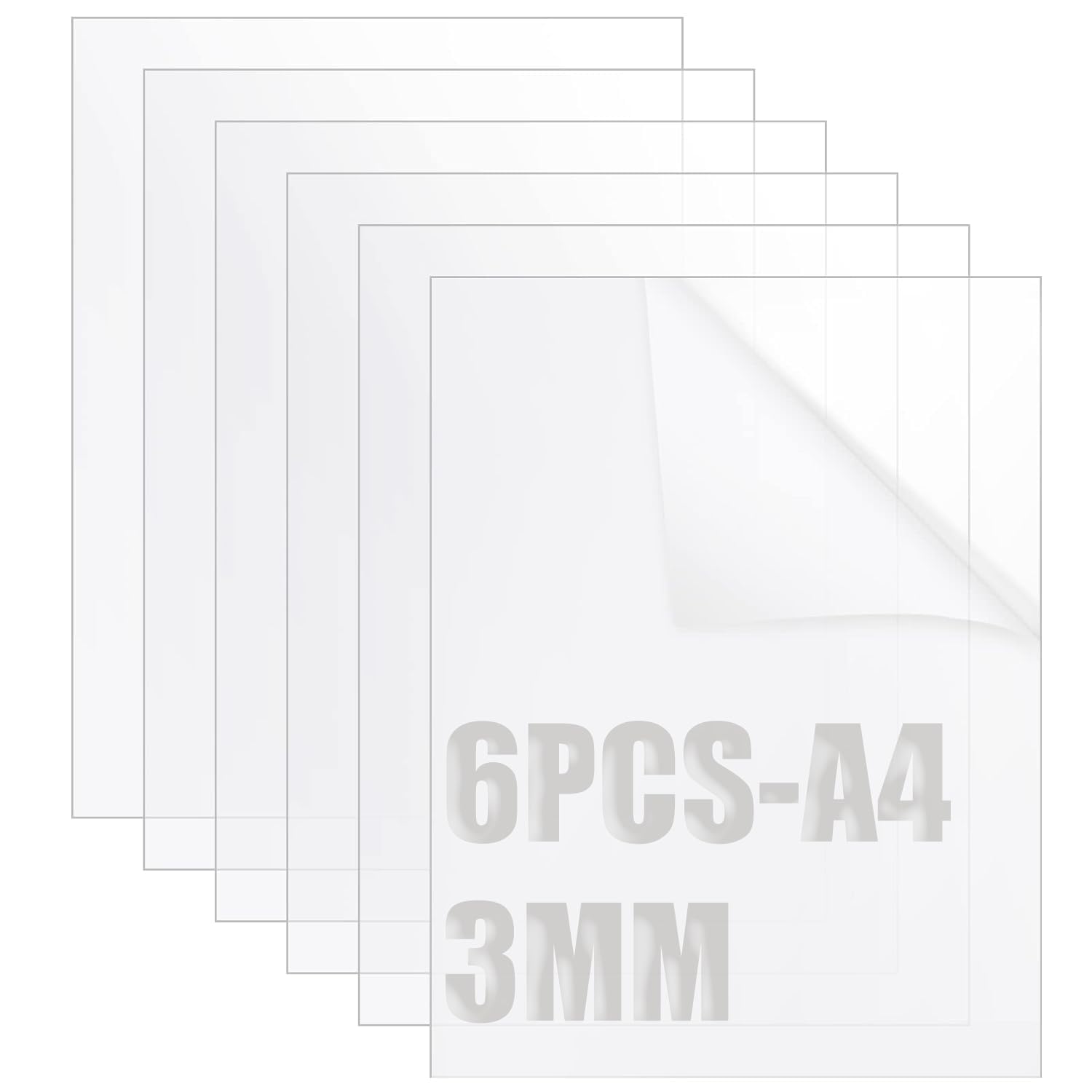 SENENQU 6 Piezas Placa Metacrilato Transparente A4 3 mm para Corte Señalización Bricolaje