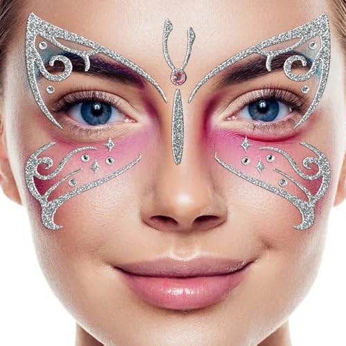 Tatuaggi a forma di farfalla, tatuaggi per il viso, per carnevale, feste a tema