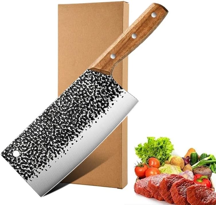 Meat Cleaver,Cleaver Knife 7.4 Inch Stainless Steel Forged Kitchen Knife, Sharp Cutting Chopper Knife, Meat Vegetable Cleaver, LAMAJIGA5844