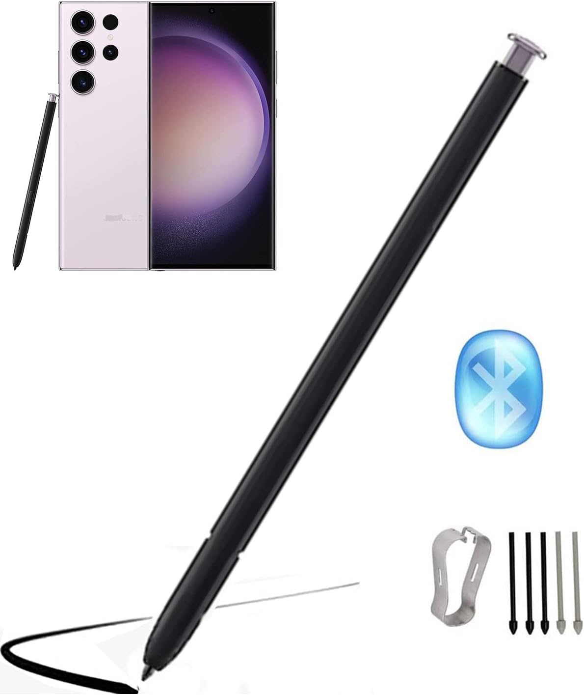 S23 Ultra Stylus Pen (WithBluetooth) Replacement for Samsung Galaxy S23 Ultra 5G Touch Stylus Pen S Pen Replacement Tips/Nibs (Phantom Black)