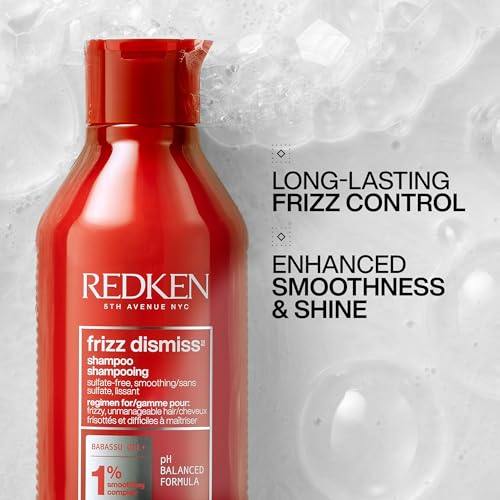 Image of Redken Frizz Dismiss Shampoo With Smoothening Complex, 300 ml | Professional pH Balancing Shampoo for Dry & Frizzy Hair | Smoothens Hair, Adds Shine & Manages Frizz | For Men & Women (Pack of 2)
