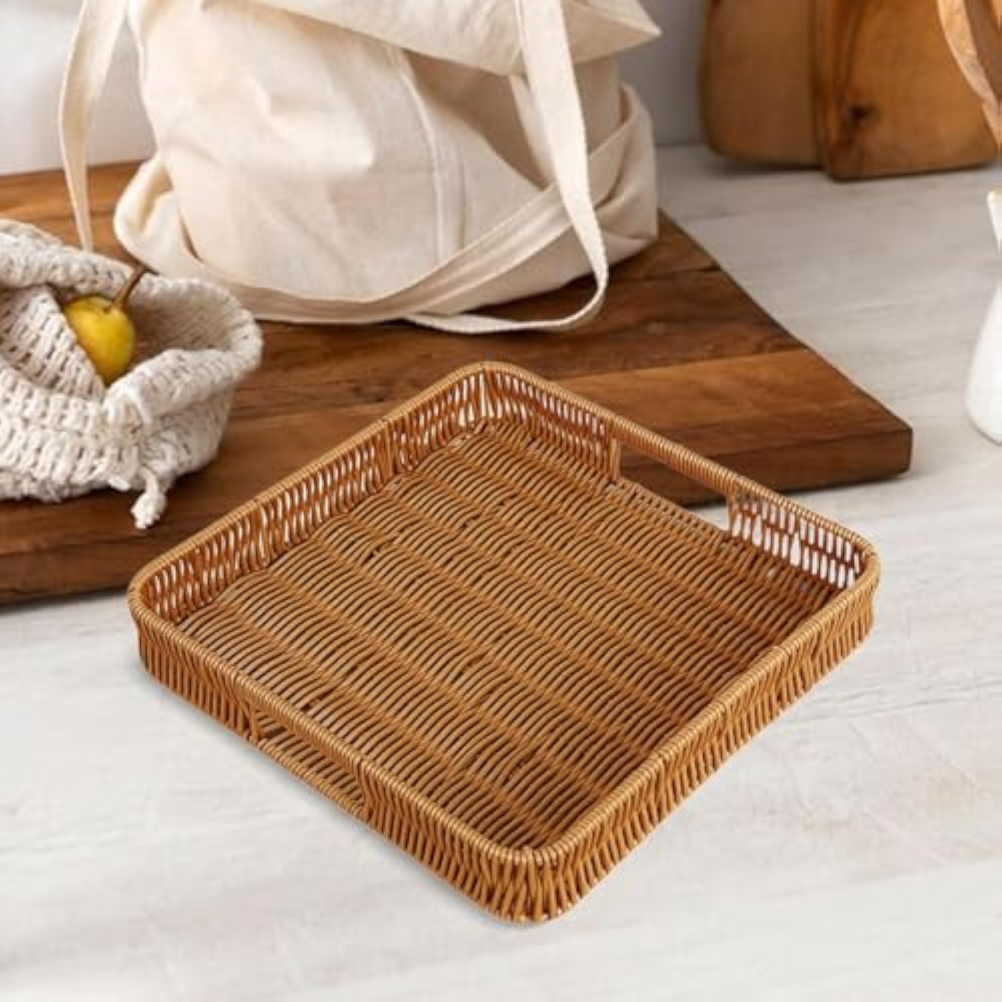 Square Serving Basket, Imitation Rattan Bread Basket