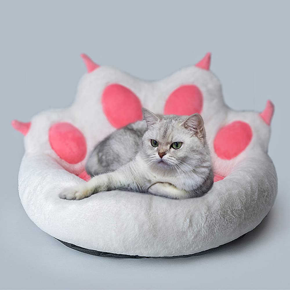 Cama Tridimensional para Perros con Garra De Gato Camas para Perros Calmantes Banco Redondo para Perros Y Gatos Perrera Suave Y Cálida,Blanco,68x60x35cm